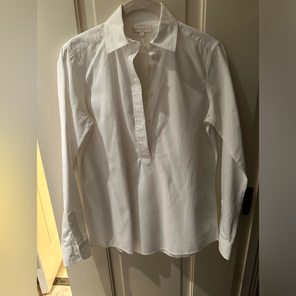 Ann Mashburn cotton half button oxford shirt